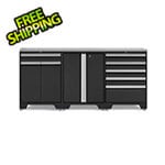 NewAge Garage Cabinets PRO Black 4-Piece Workbench Set with Stainless Steel Top