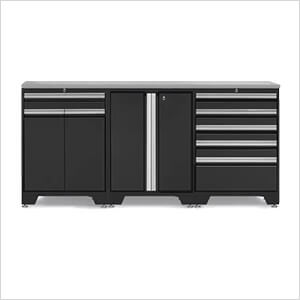 PRO Black 4-Piece Workbench Set with Stainless Steel Top