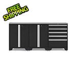 NewAge Garage Cabinets PRO Black 4-Piece Work Station with Stainless Steel Top
