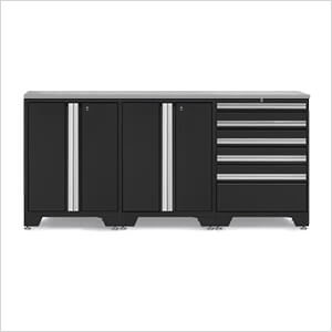 PRO Black 4-Piece Work Station with Stainless Steel Top
