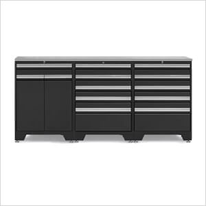 PRO Black 4-Piece Garage Cabinet Set with Stainless Steel Top