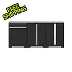NewAge Garage Cabinets PRO Black 4-Piece Workbench Setup with Stainless Steel Top