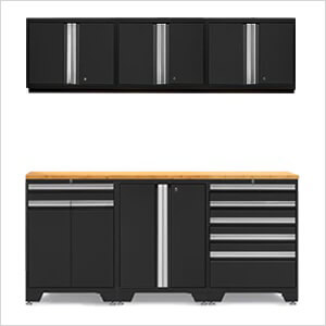 PRO Black 7-Piece Workbench Set with Bamboo Top