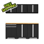 NewAge Garage Cabinets PRO Black 7-Piece Workbench Setup with Bamboo Top