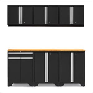 PRO Black 7-Piece Workbench Setup with Bamboo Top
