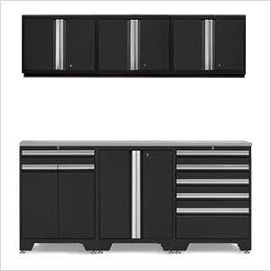 PRO Black 7-Piece Workbench Set with Stainless Steel Top