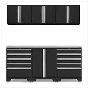 PRO Black 7-Piece Workbench System with Stainless Steel Top