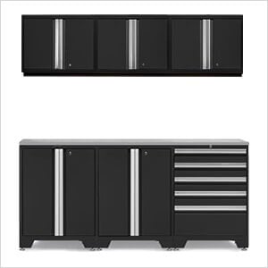 PRO Black 7-Piece Work Station with Stainless Steel Top