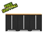 NewAge Garage Cabinets PRO Black 4-Piece Work Station with Bamboo Top