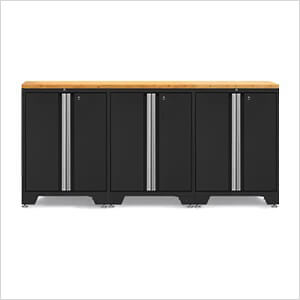 PRO Black 4-Piece Work Station with Bamboo Top