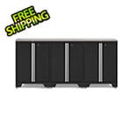 NewAge Garage Cabinets PRO Black 4-Piece Work Station with Stainless Steel Top