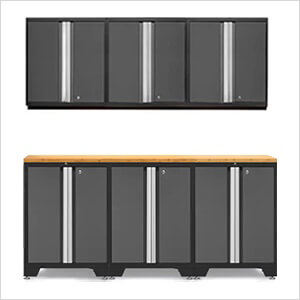 PRO Grey 7-Piece Workbench Setup with Bamboo Top