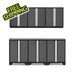NewAge Garage Cabinets PRO Grey 7-Piece Work Station with Stainless Steel Top