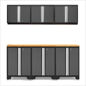 PRO Grey 7-Piece Workbench Setup with Bamboo Top