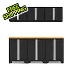 NewAge Garage Cabinets PRO Black 7-Piece Work Station with Bamboo Top