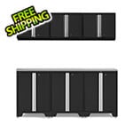 NewAge Garage Cabinets PRO Black 7-Piece Work Station with Stainless Steel Top