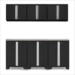 PRO Black 7-Piece Work Station with Stainless Steel Top