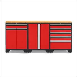 PRO Red 4-Piece Workbench Set with Bamboo Top