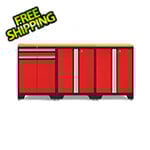 NewAge Garage Cabinets PRO Red 4-Piece Workbench Setup with Bamboo Top