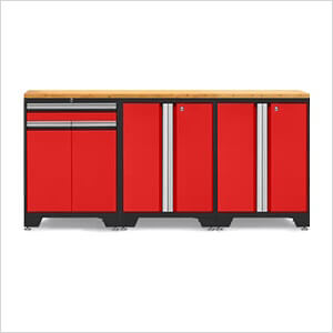 PRO Red 4-Piece Workbench Setup with Bamboo Top