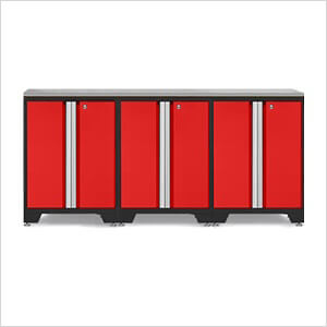 PRO Red 4-Piece Work Station with Stainless Steel Top