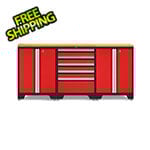 NewAge Garage Cabinets PRO Red 4-Piece Work Station with Bamboo Top