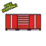 NewAge Garage Cabinets PRO Red 4-Piece Work Station with Stainless Steel Top