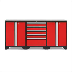 PRO Red 4-Piece Work Station with Stainless Steel Top