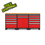 NewAge Garage Cabinets PRO Red 4-Piece Garage Cabinet Set with Bamboo Top