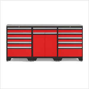 PRO Red 4-Piece Garage Cabinet Set with Stainless Steel Top