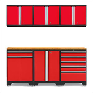 PRO Red 7-Piece Workbench Set with Bamboo Top