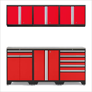 PRO Red 7-Piece Workbench Set with Stainless Steel Top
