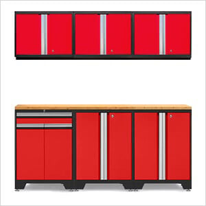 PRO Red 7-Piece Workbench Setup with Bamboo Top