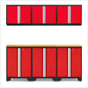 PRO Red 7-Piece Workbench Setup with Bamboo Top