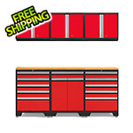 NewAge Garage Cabinets PRO Red 7-Piece Garage Cabinet Set with Bamboo Top