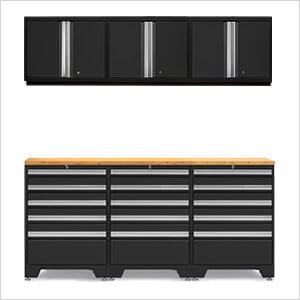 PRO Black 7-Piece Garage Storage Set with Bamboo Top