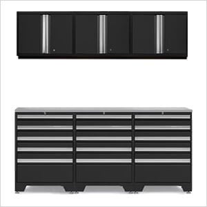PRO Black 7-Piece Garage Storage Set with Stainless Steel Top