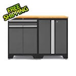 NewAge Garage Cabinets PRO Grey 3-Piece Workbench Setup with Bamboo Top