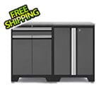 NewAge Garage Cabinets PRO Grey 3-Piece Workbench Set with Stainless Steel Top