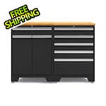 NewAge Garage Cabinets PRO Black 3-Piece Workbench Set with Bamboo Top