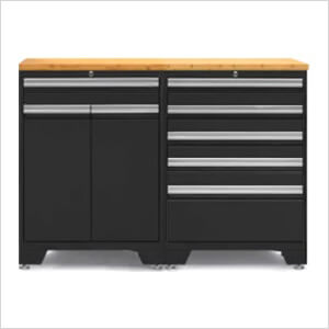 PRO Black 3-Piece Workbench Set with Bamboo Top