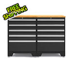 NewAge Garage Cabinets PRO Black 3-Piece Workbench Set with Bamboo Top