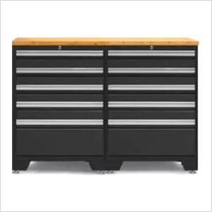 PRO Black 3-Piece Workbench Set with Bamboo Top