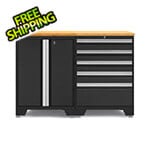 NewAge Garage Cabinets PRO Black 3-Piece Work Station with Bamboo Top