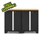 NewAge Garage Cabinets PRO Black 3-Piece Workbench Setup with Bamboo Top
