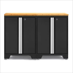 PRO Black 3-Piece Workbench Setup with Bamboo Top