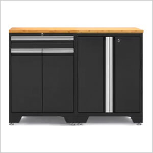 PRO Black 3-Piece Workbench Setup with Bamboo Top