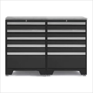 PRO Black 3-Piece Workbench Set with Stainless Steel Top