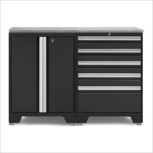 PRO Black 3-Piece Workbench Set with Stainless Steel Top