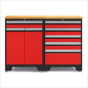 PRO Red 3-Piece Workbench Set with Bamboo Top